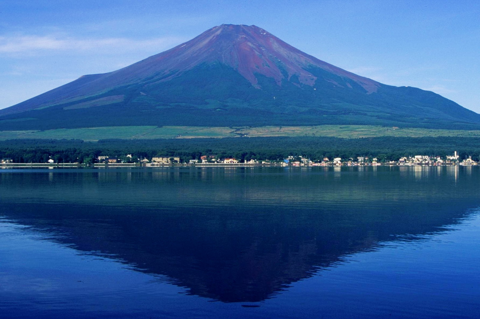 Mount Fuji over Lake Yamanaka in summer