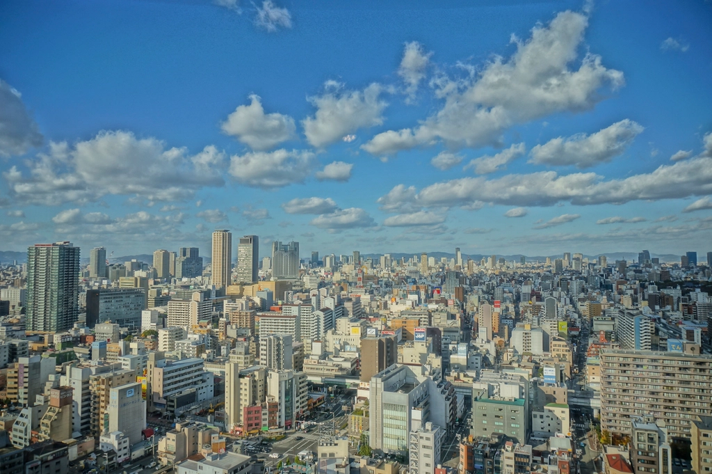 Osaka aerial view Japan panorama