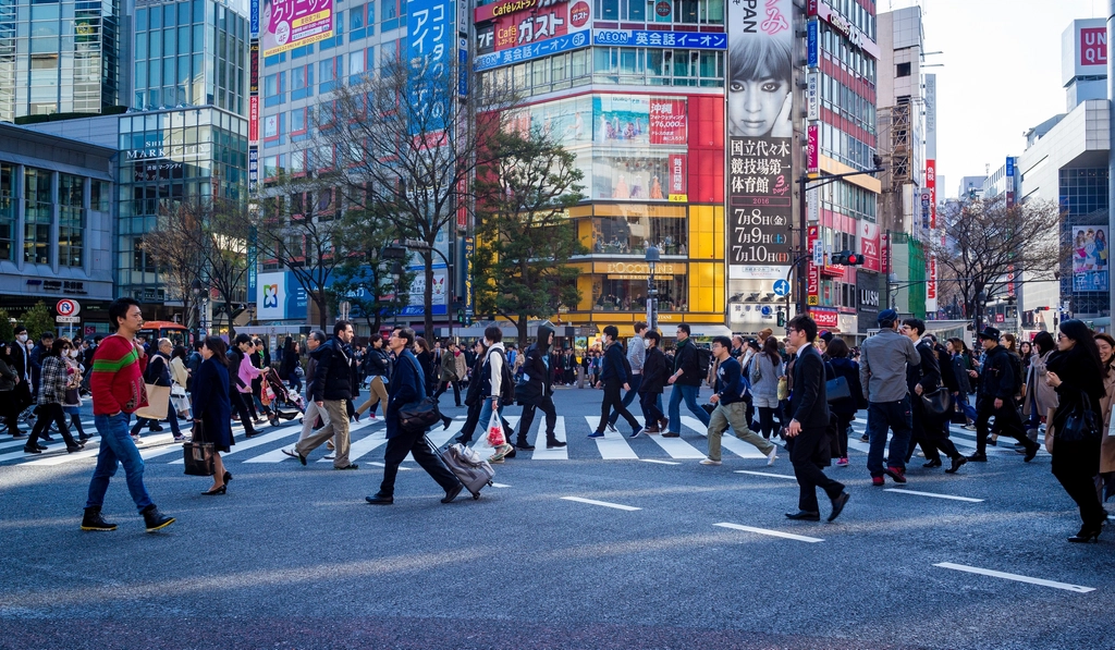 Shibuya Crossing pedestrians Tokyo Japan
